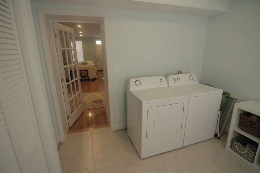 Bifold doors hide the furnace