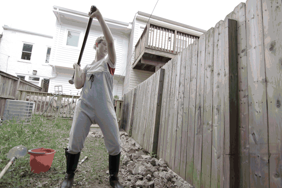Before: GIF of Chloe slamming concrete