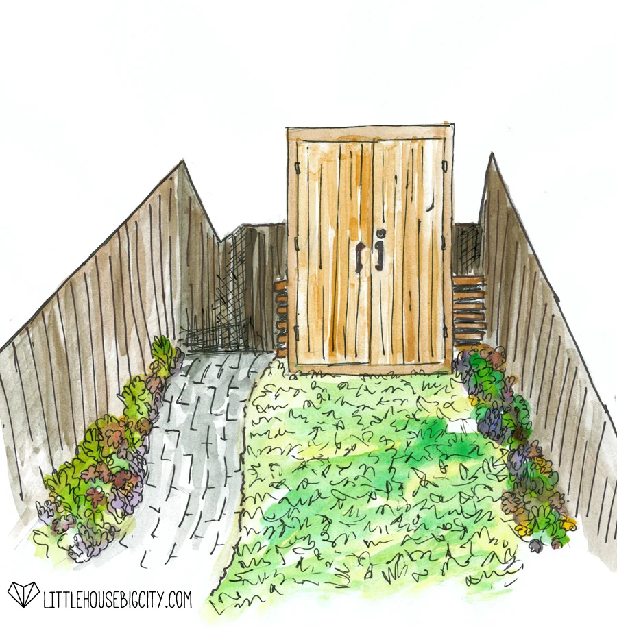 Plans for the back yard include installing a paver path, creating a parking spot and building a tool shed.