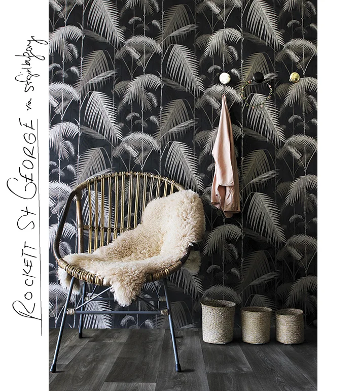 Love everything from the gray brown floors to the wallpaper and decor. via @sfgirlbybay and rockett st george