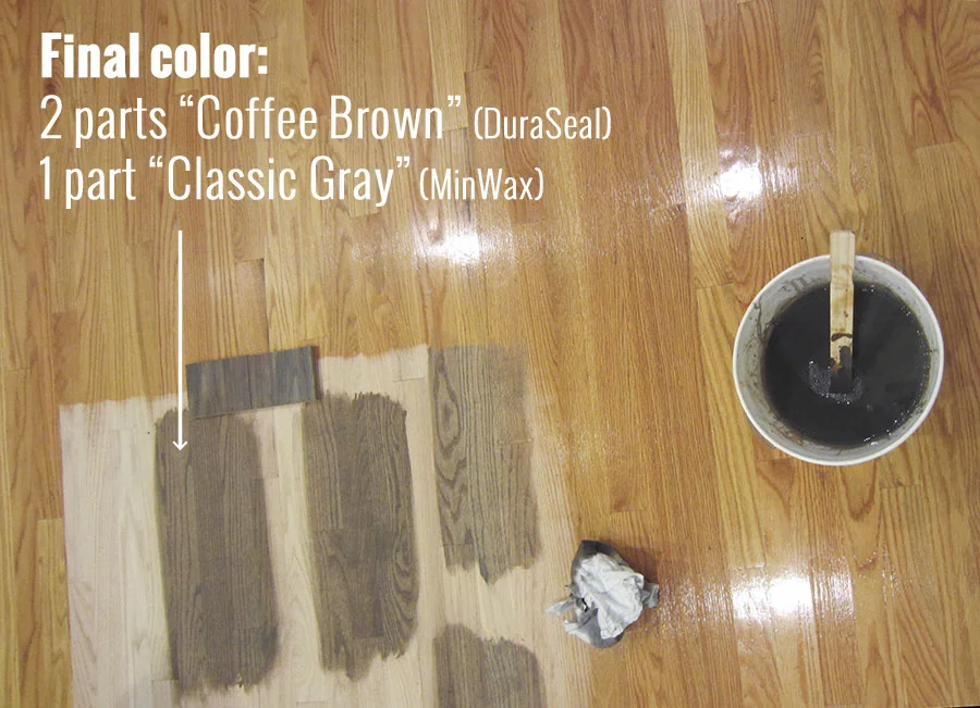 The floor company put a few swatches on the floor so I could settle on a final color.