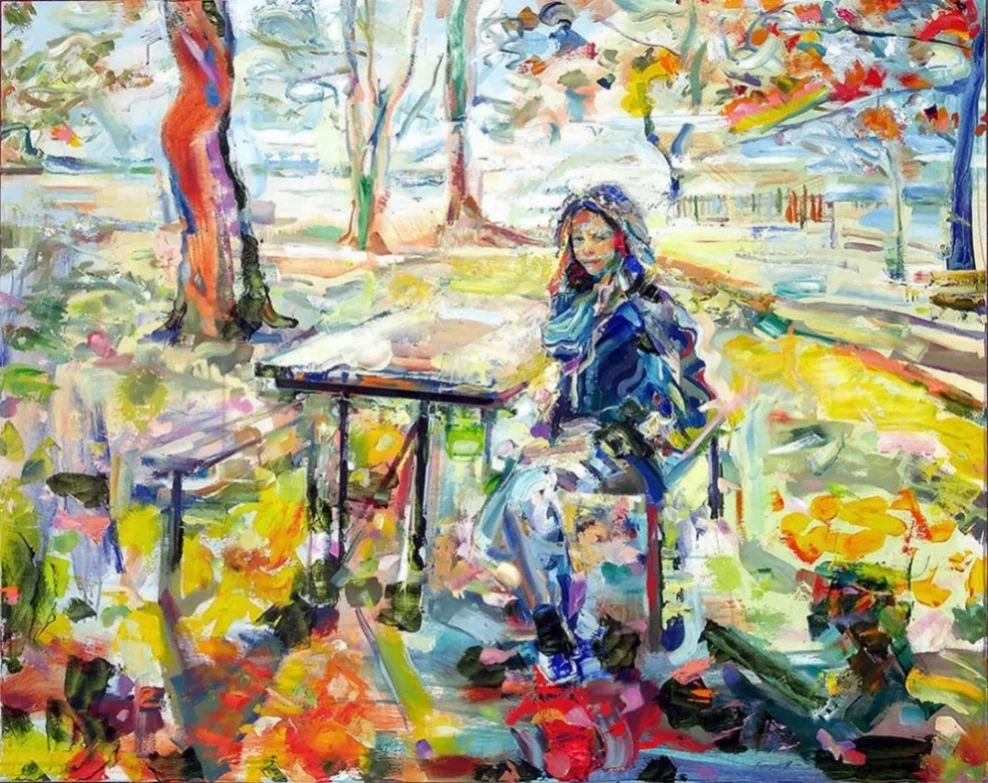 Figure at a Picnic Table (Waverly Beach), 2018
