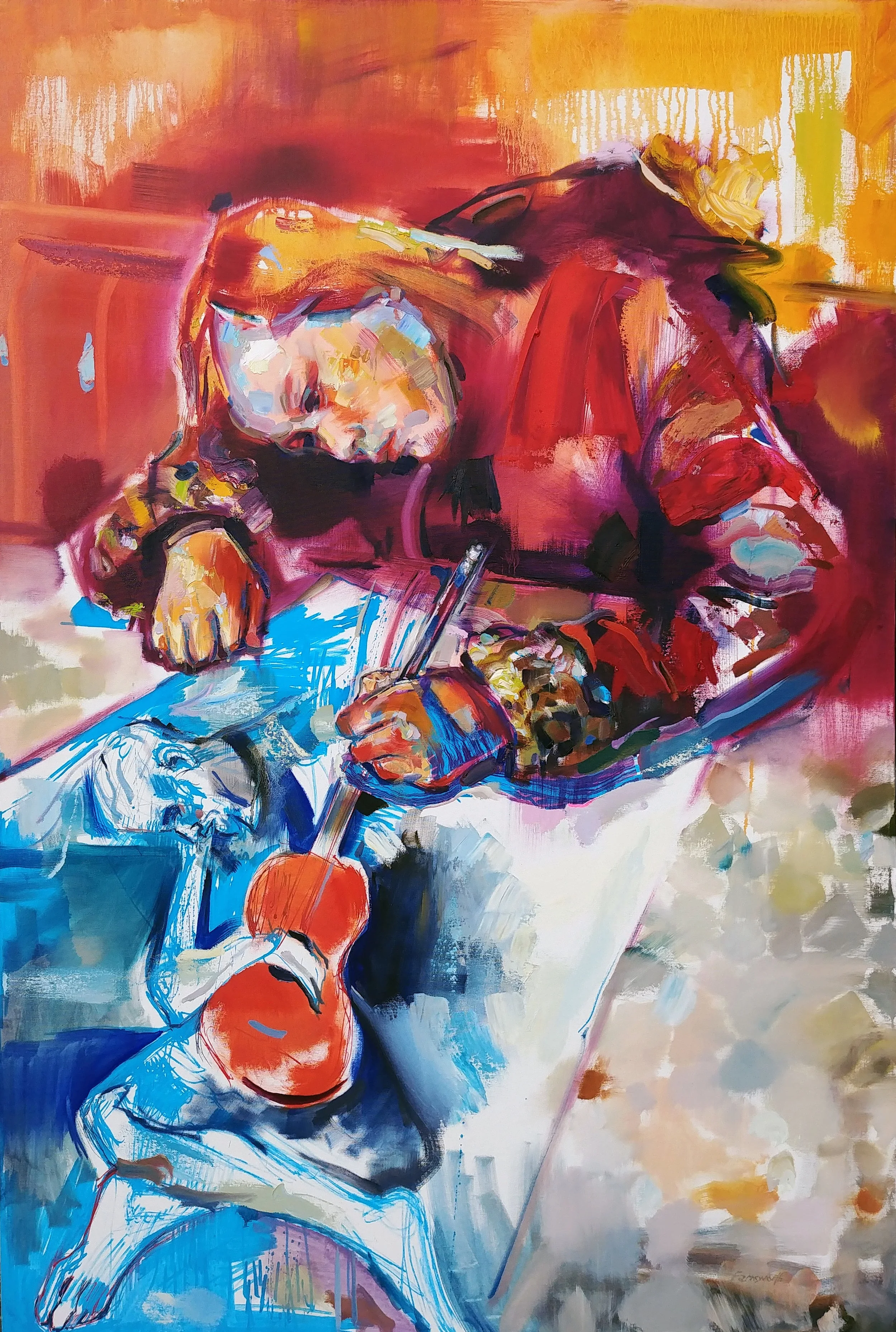 Skye Drawing Picasso Blue Period Guitarist, 2018-19