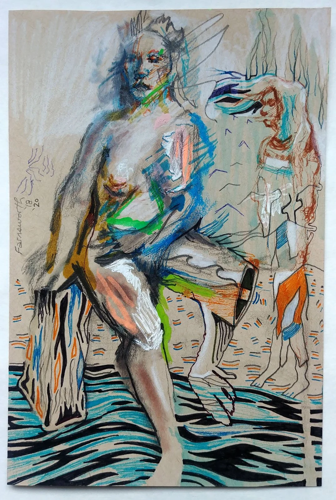 Altered Life Drawing (Gun Barrel Leg?), 2018-20