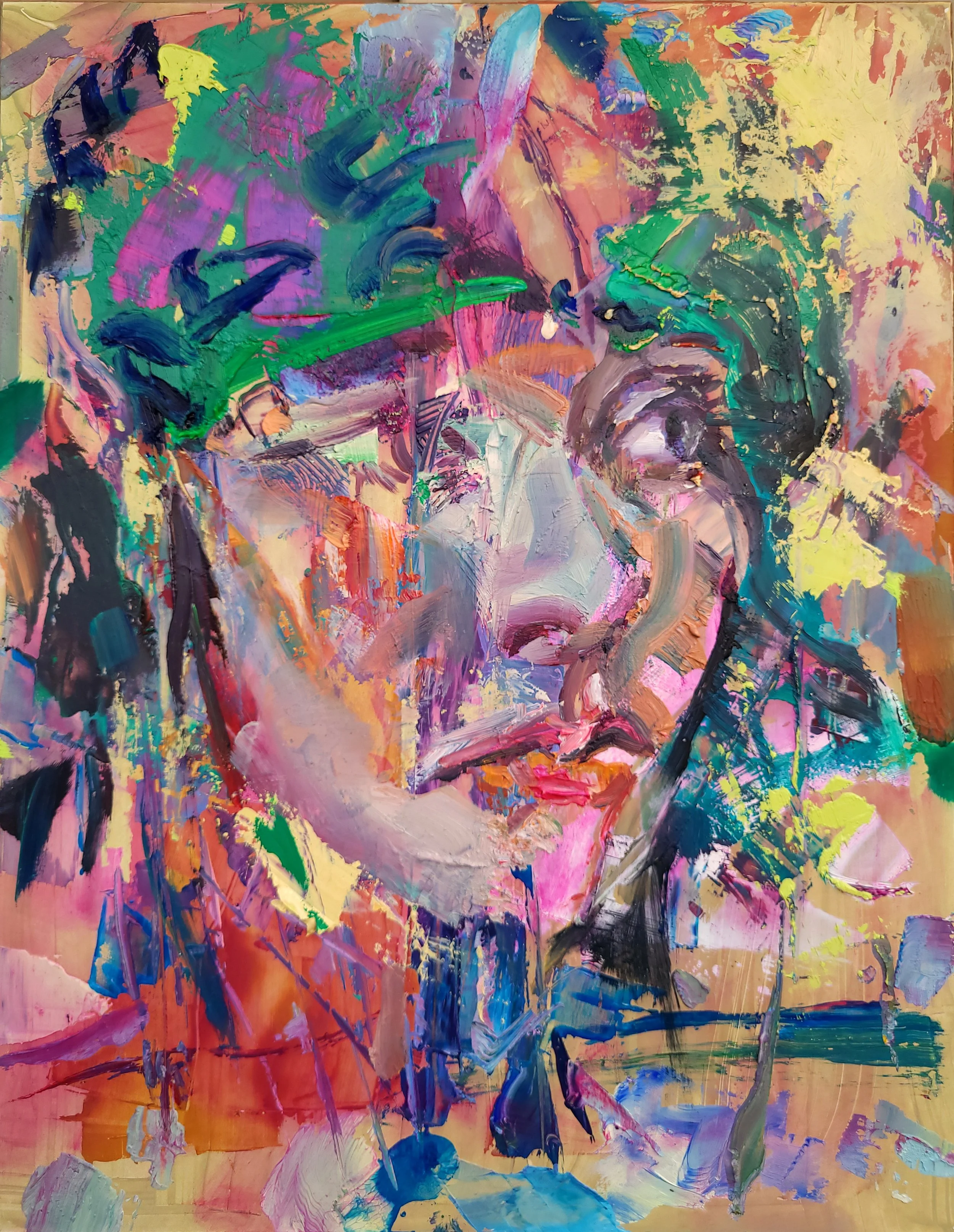 Abstracted Head Study with Green Band, 2023