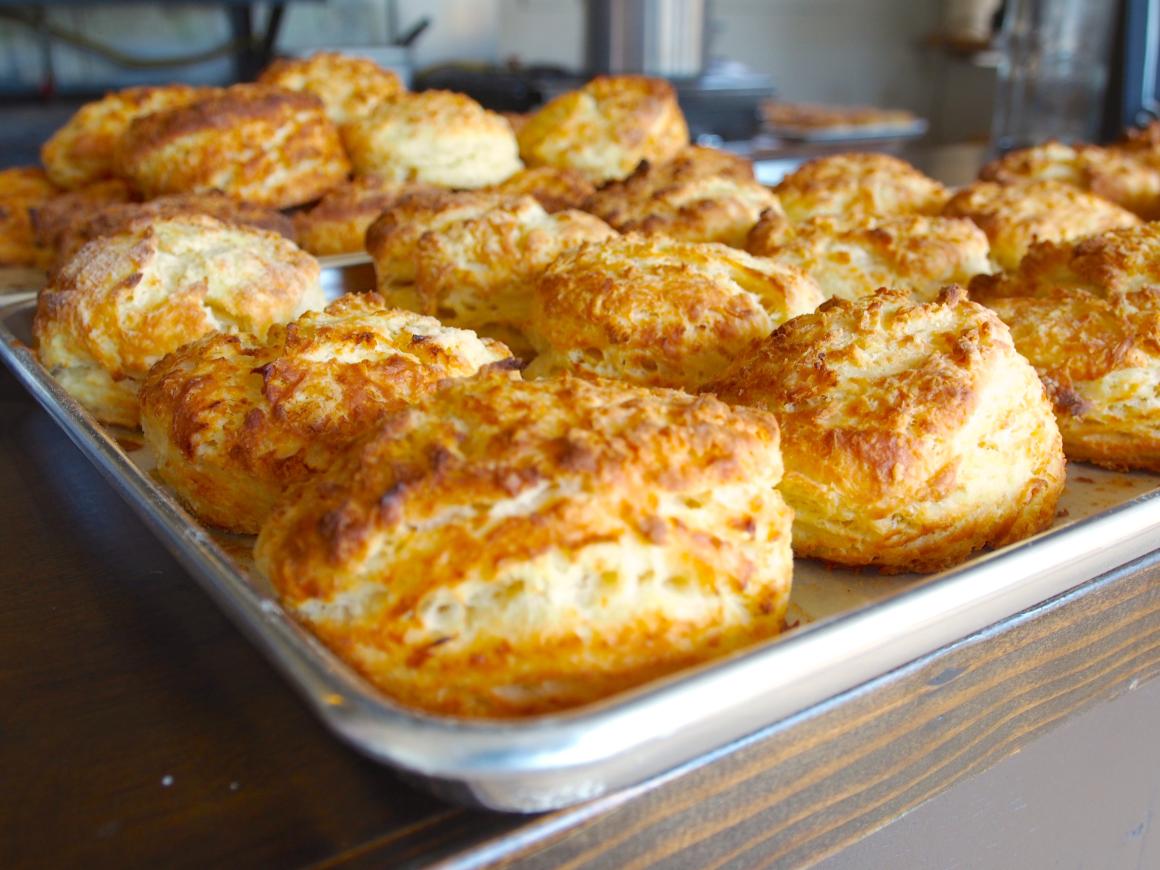 A bunch of biscuits