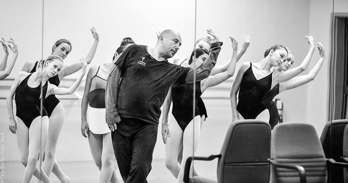 Choreographer Viktor Plotnikov rehearses with FSBT students.