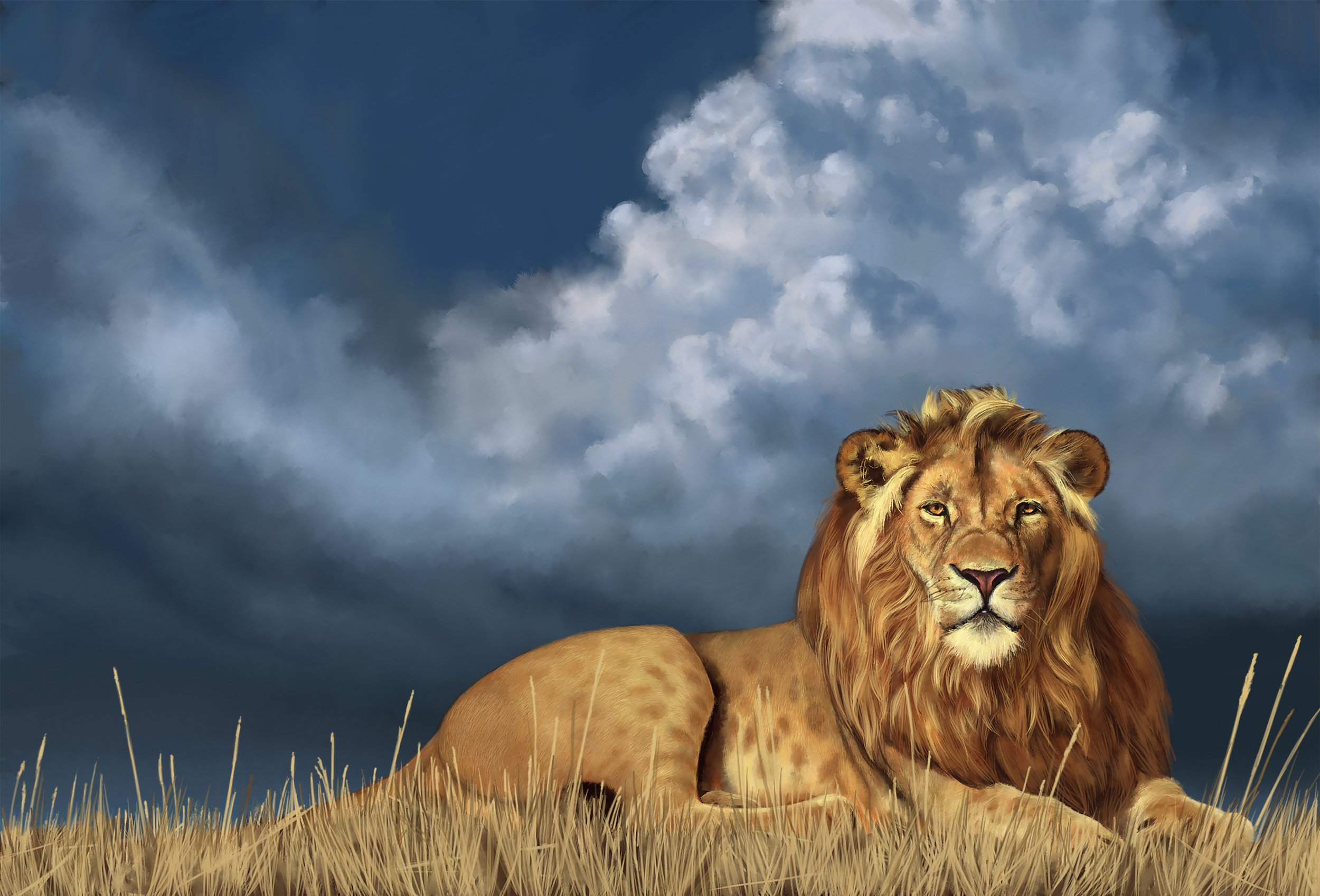 'Lion Storm', digital painting