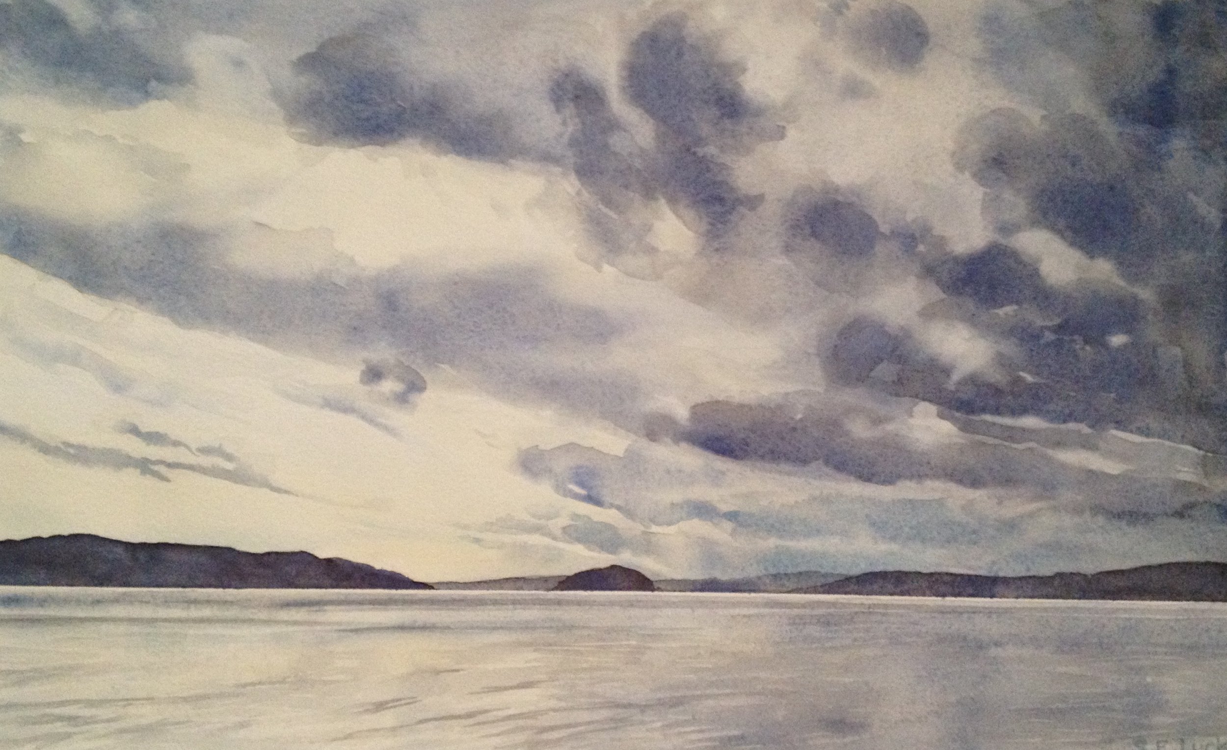 'Orcas Sky', Watercolour on paper