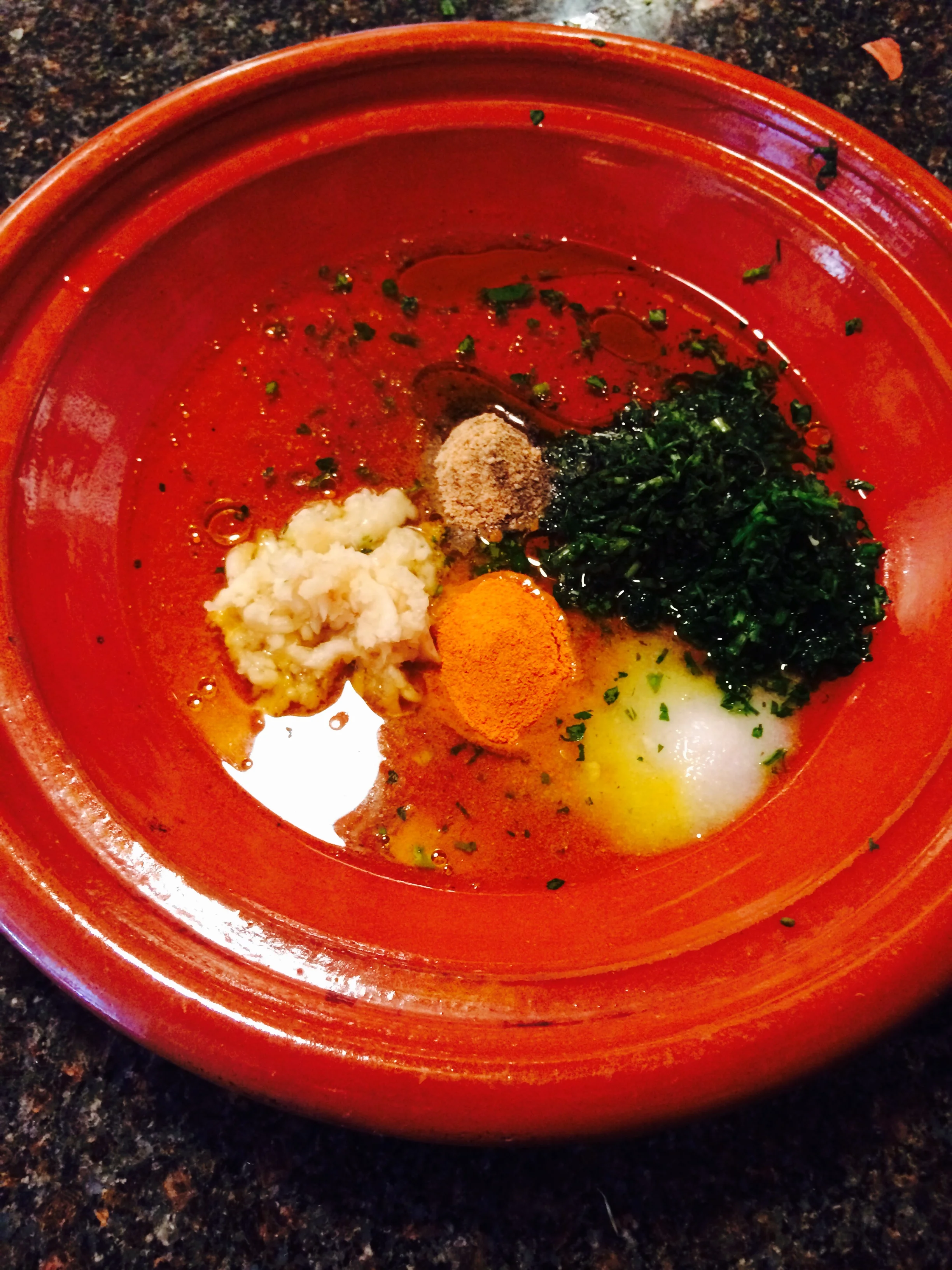 Spice mix with parsley, garlic, and olive oil