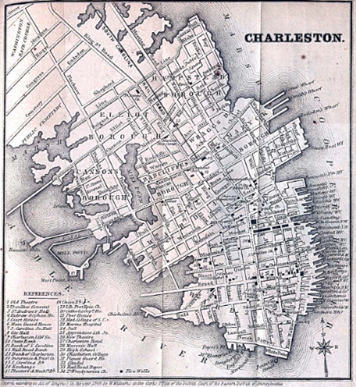  1849 Map of Charleson, South Caroline, courtesy of AMDOCS 