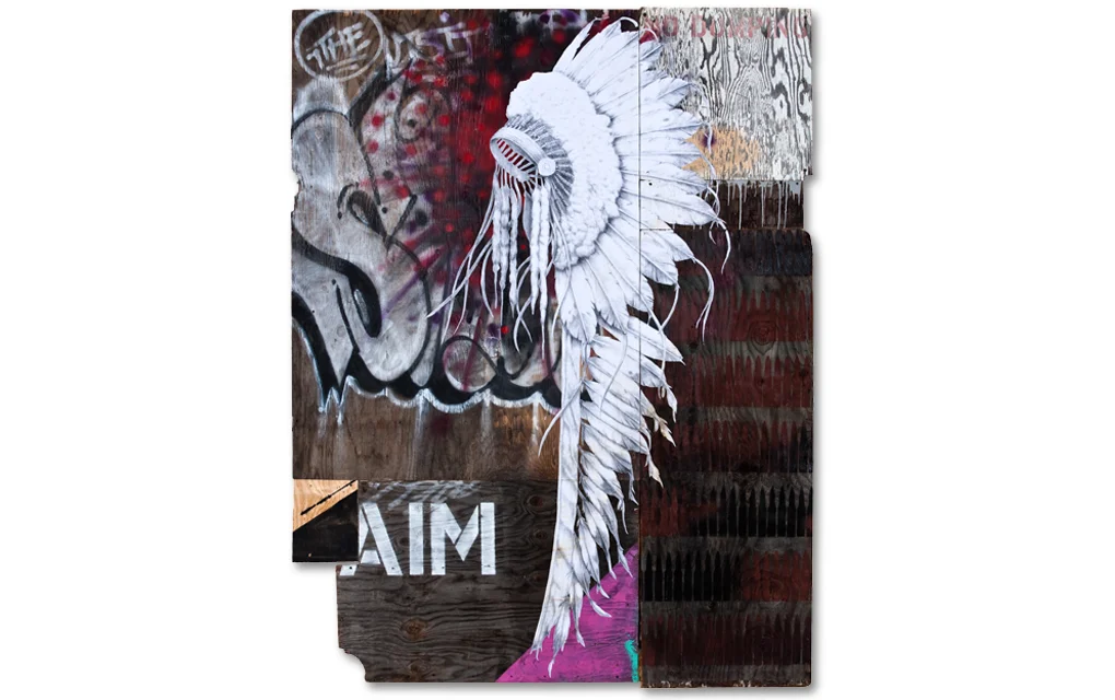 'Feather Merchant' mixed media. Jesse Hazelip