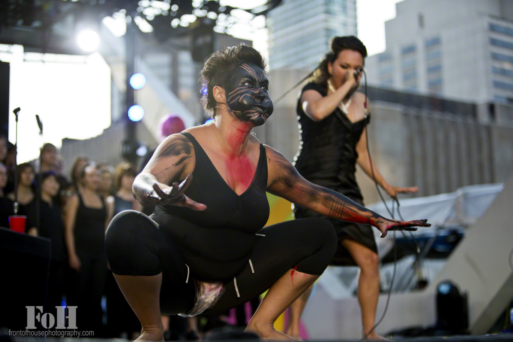 Laakkuluk Williamson-Bathory and Tanya Tagaq performance, 2015. photo credit: Front of House Photography.