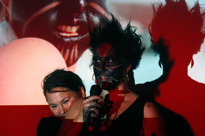 Tanya Tagaq and Lakkuluk Williamson Bathory #callresponse performance at the Native Education College Vancouver, BC.