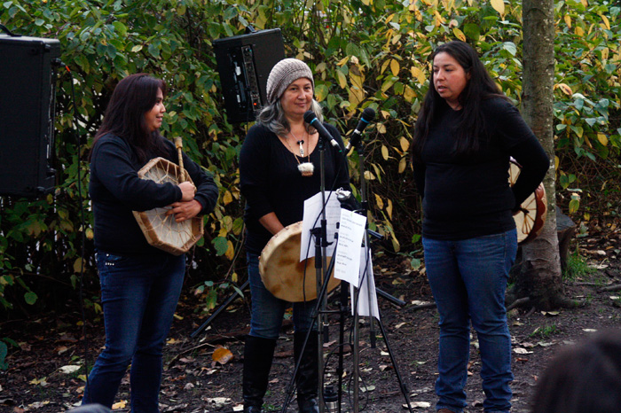 Ursula Johnson, Cease Wyss and Cassandra Smith #callresponse performance behind grunt gallery, Vancouver BC