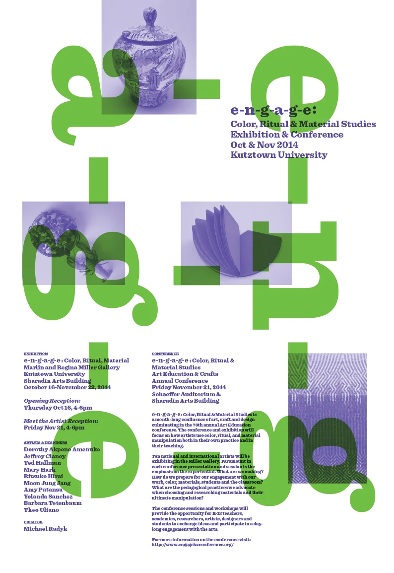 e-n-g-a-g-e: color, ritual & material studies, poster, 2014