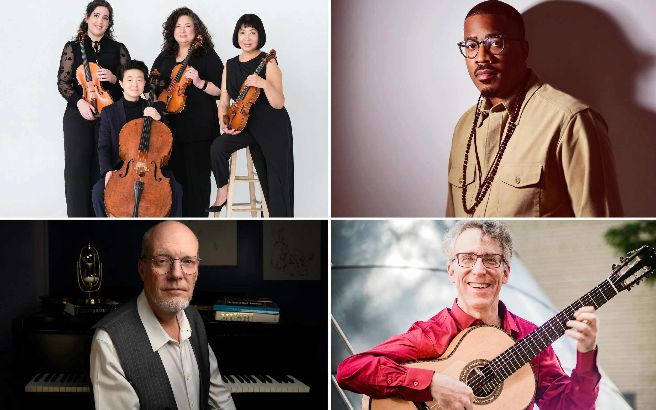 Illustrative. Headshot of musicians and composers performing at DAHA 20th anniversary concert.