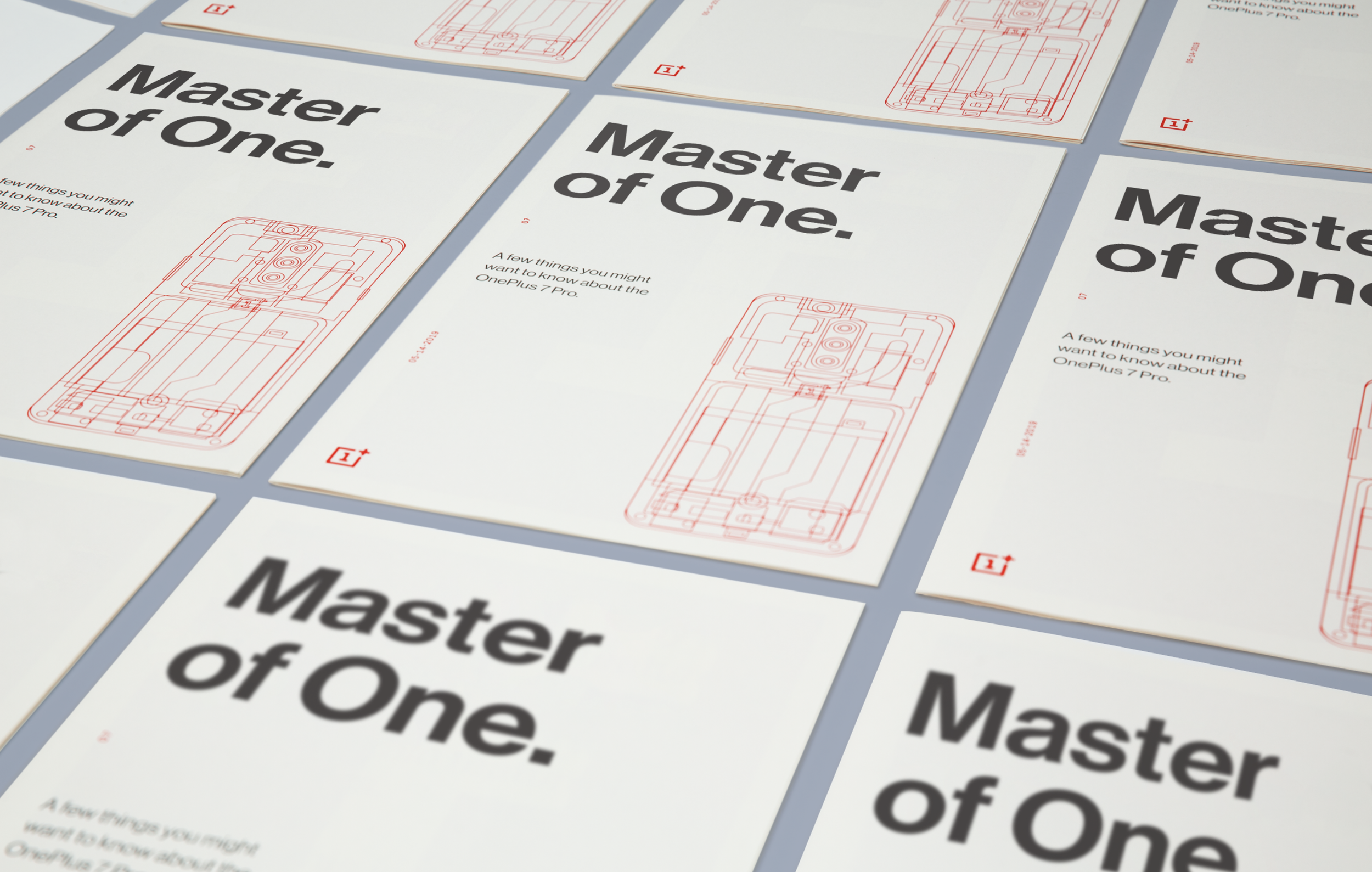 Cover pages of "Master of one" - a Oneplus 7 instruction manual leaked to the press by droga5 filled with the things we left out, rather than what we put in..