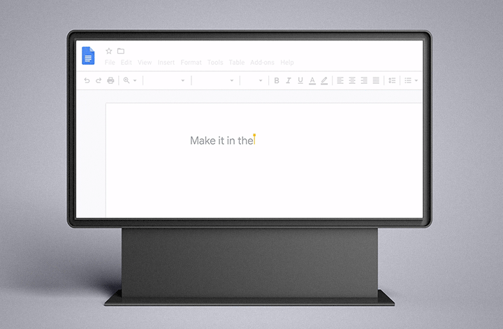 oDigital out of home of two cursors tangoing from Google's "Make it with G Suite" campaign by droga5, built almost exclusively in G Suite