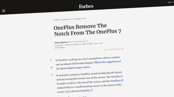 PR from the release of the campaign for the Oneplus 7 notchless display by droga5