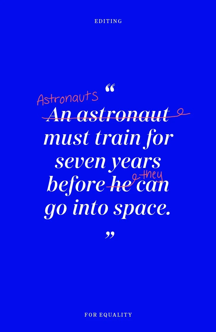 Tips for writers from Droga5's Editing for Equality guide.