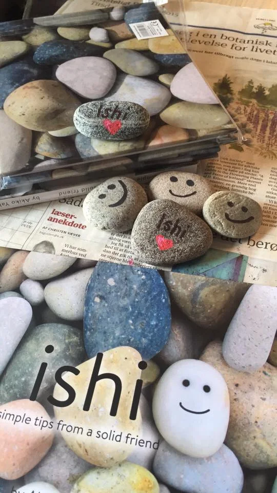 Sahra's "Keep in your pocket" Ishi rocks she's passing along with the ISHI books in Denmark!