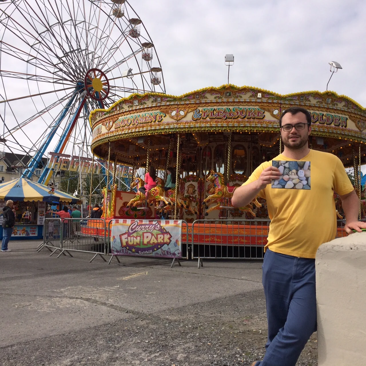 Gerard with the ISHI book at an amusement park in Ireland!