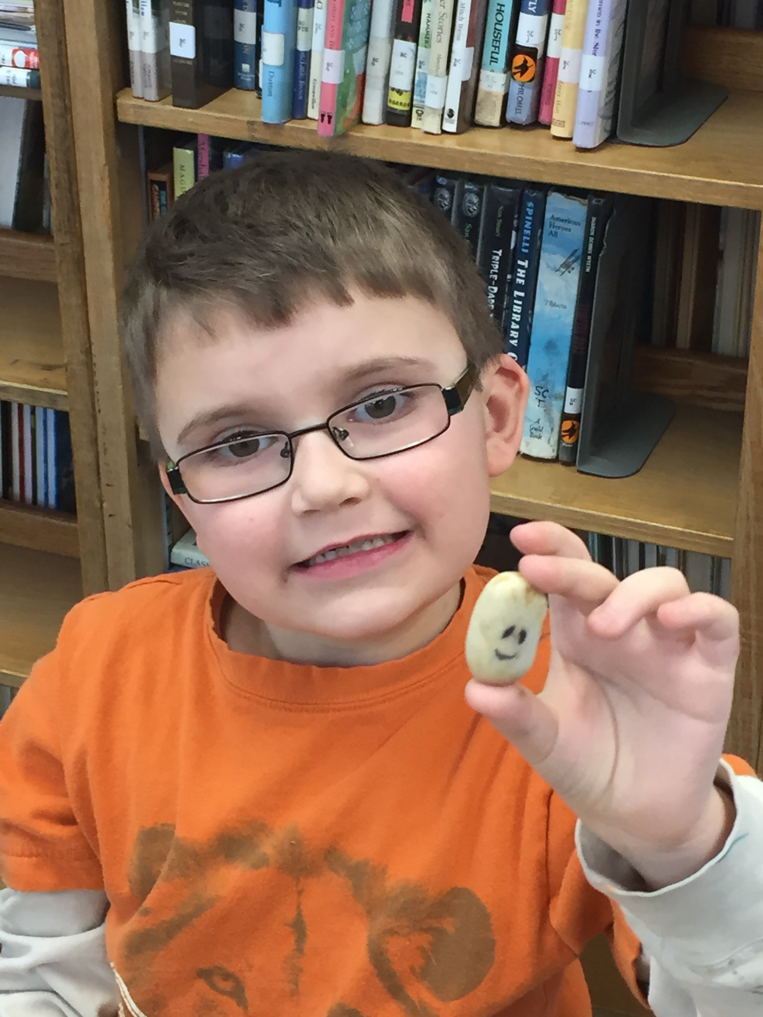 A Happiness Ambassador with his rock from Denton Avenue Elementary School in New Hyde Park, Ny!