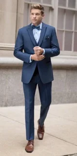 "Blue tuxes are definitely a statement this year. Go Ultra Slim or Indigo and stand out from the crowd!"
