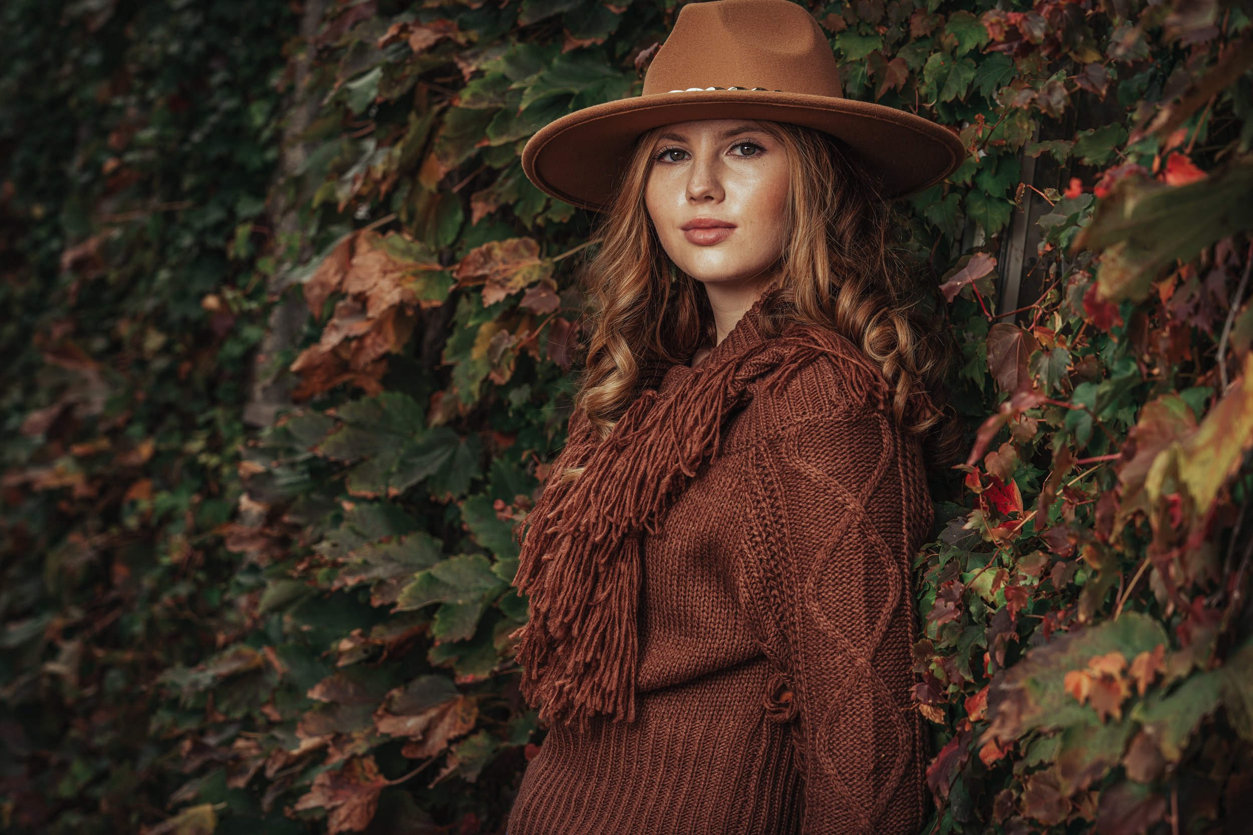 Fall season senior girl portrait