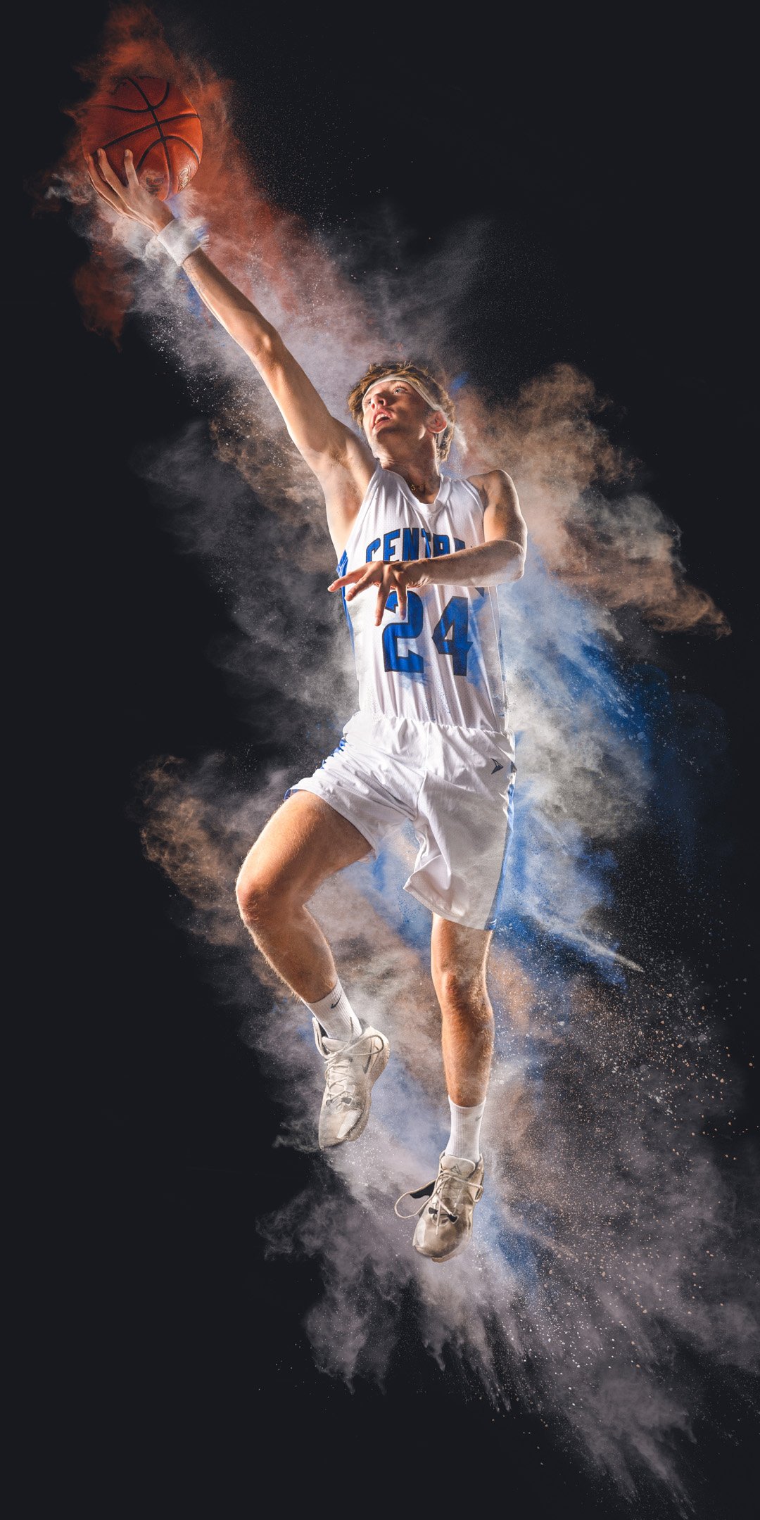 St.Croix Central basketball player cool collage of colors surrounding