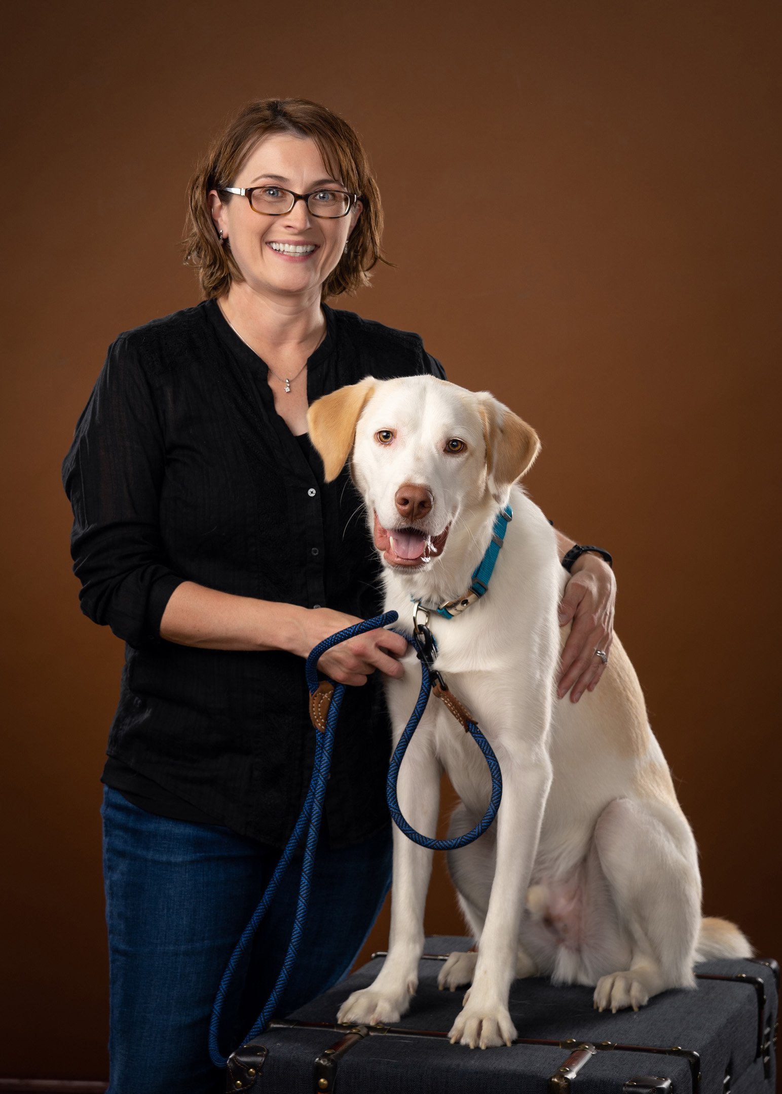 Veterinary headshot with dog