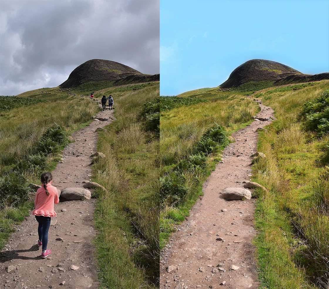 Before and after of image photo retouched