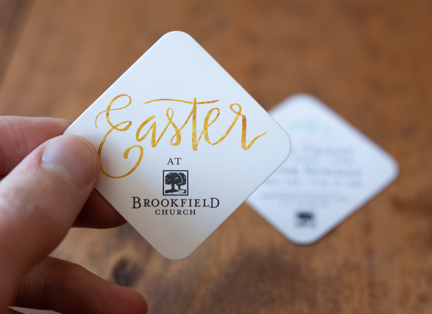 Invitation cards for Easter services at Brookfield Church in Athens, OH.