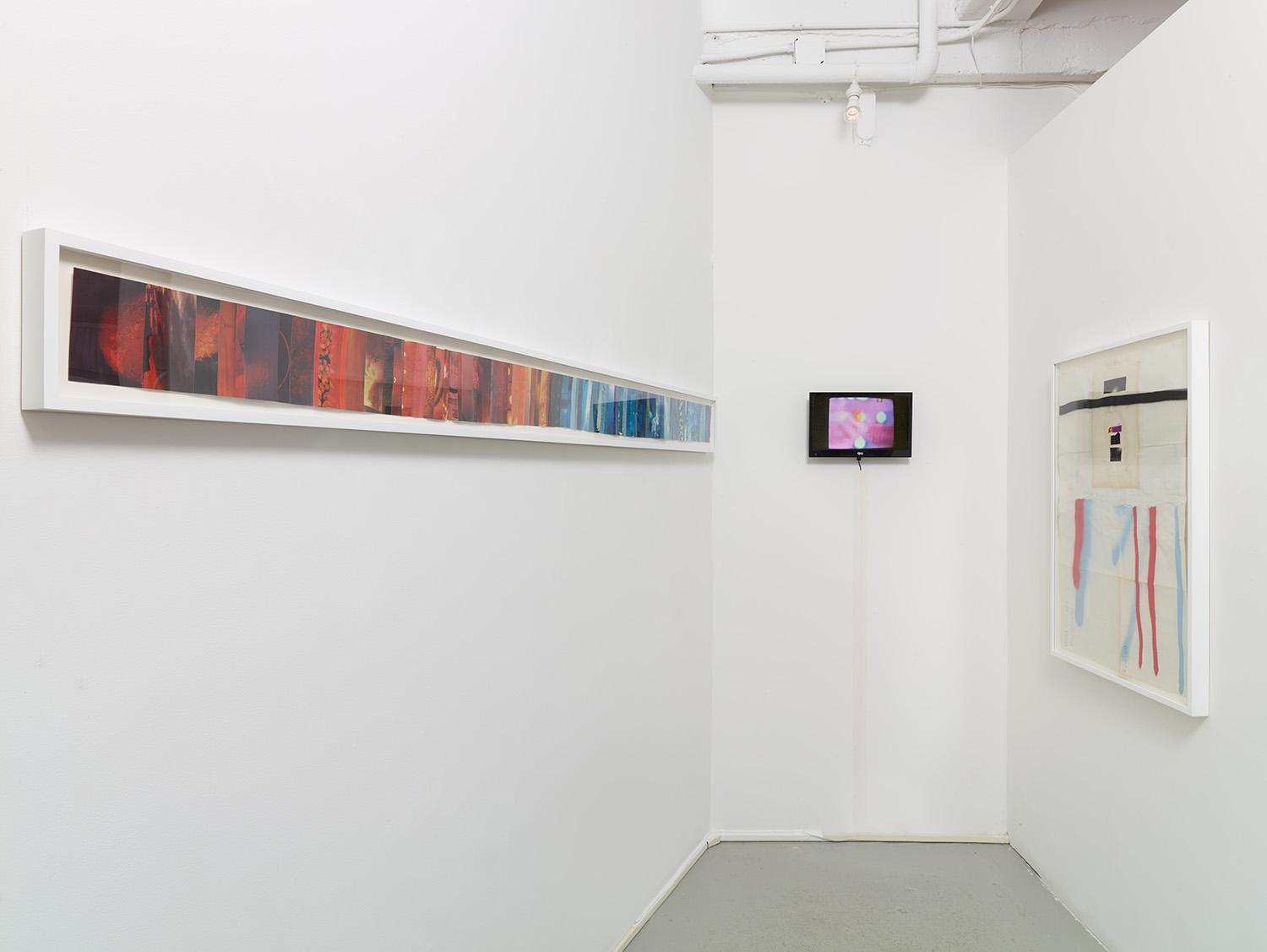 Installation view of Josh Slater's solo exhibition ' Satisfaction Circuit' with collage-based works on paper
