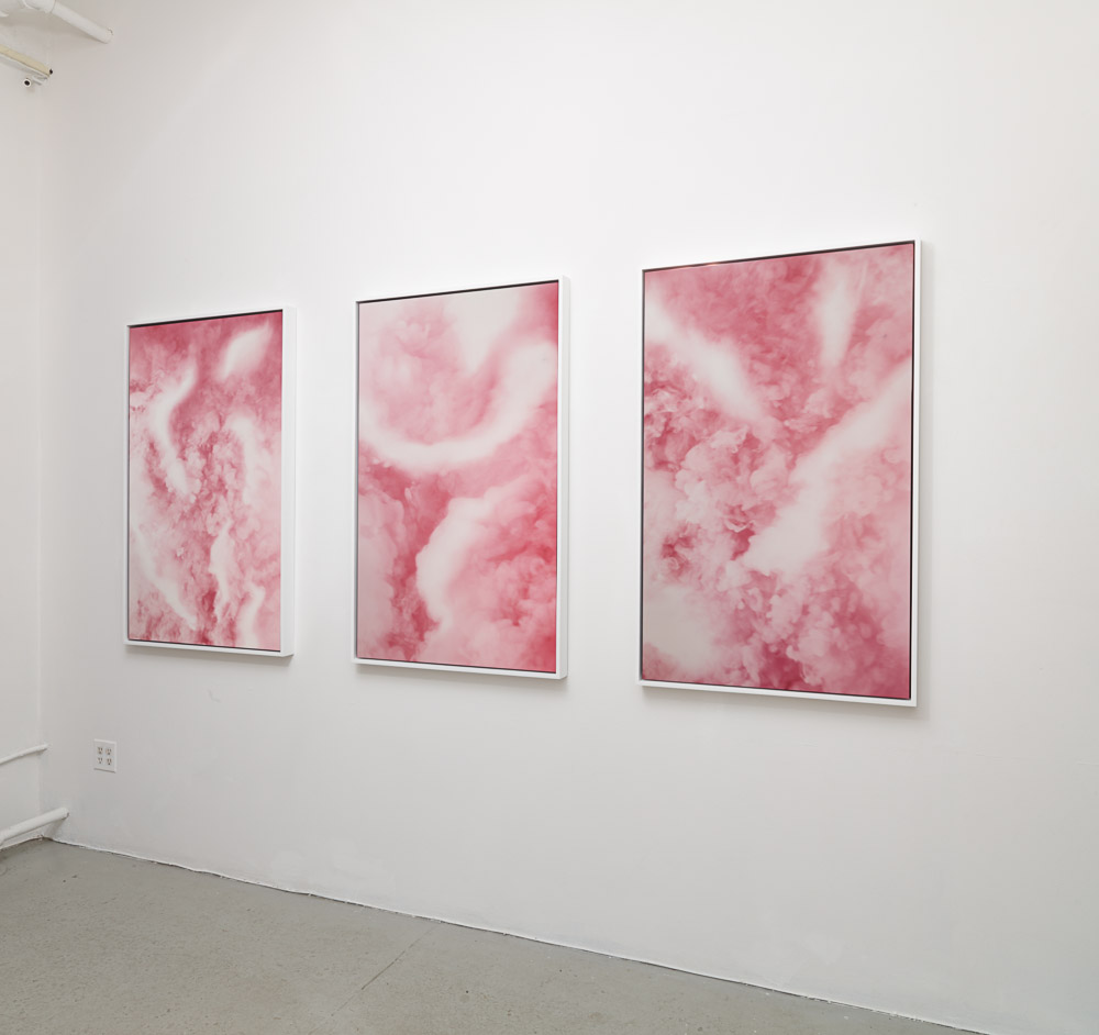 Installation view of Goldschmied &amp; Chiari's solo exhibition 'Untitled Portraits' featuring printed works on glass mirror