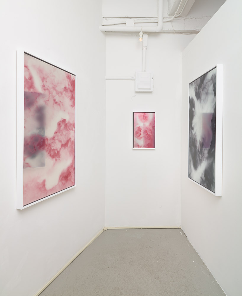 Installation view of Goldschmied &amp; Chiari's solo exhibition 'Untitled Portraits' featuring printed works on glass mirror