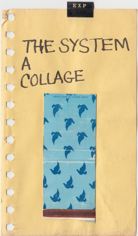 Malcolm McClain, The System A Collage, c.mid-1970s, Ink and collage on paper, 7.5 x 3.875 inches