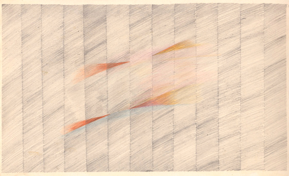 Malcolm McClain, Untitled, c. later 1970s, Graphite and colored pencil on paper, 7.3125 x 23 in
