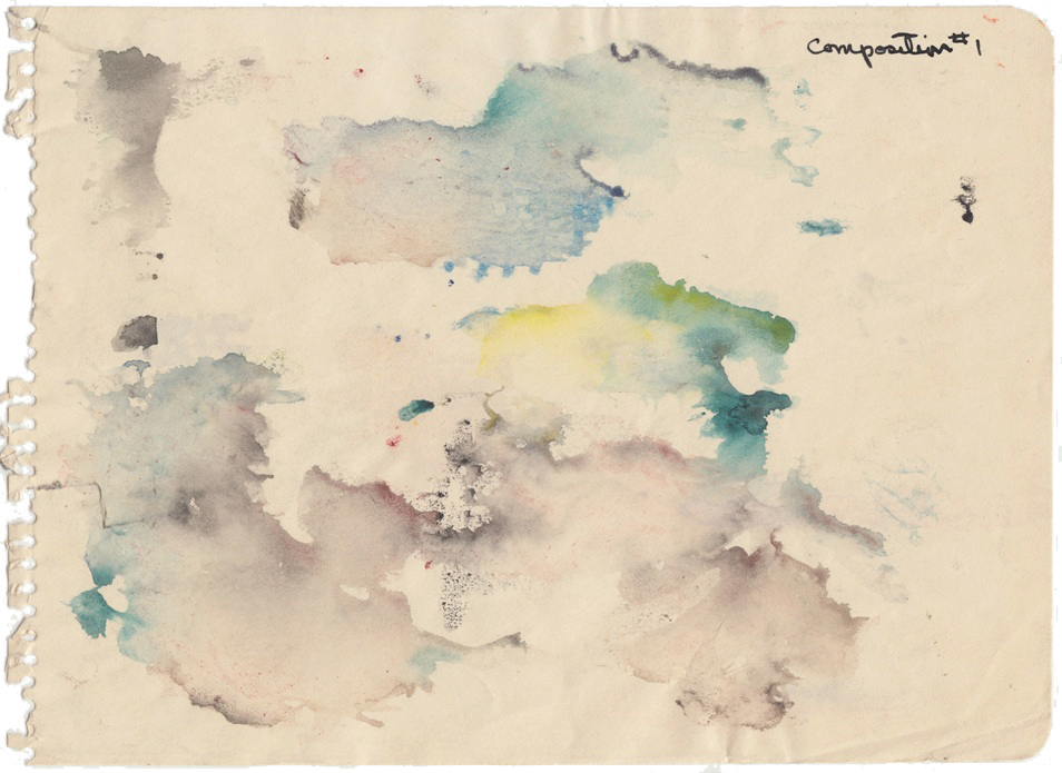 Malcolm McClain, Composition #1, c. 1952, Watercolor on paper, 6.5 x 8.75 in