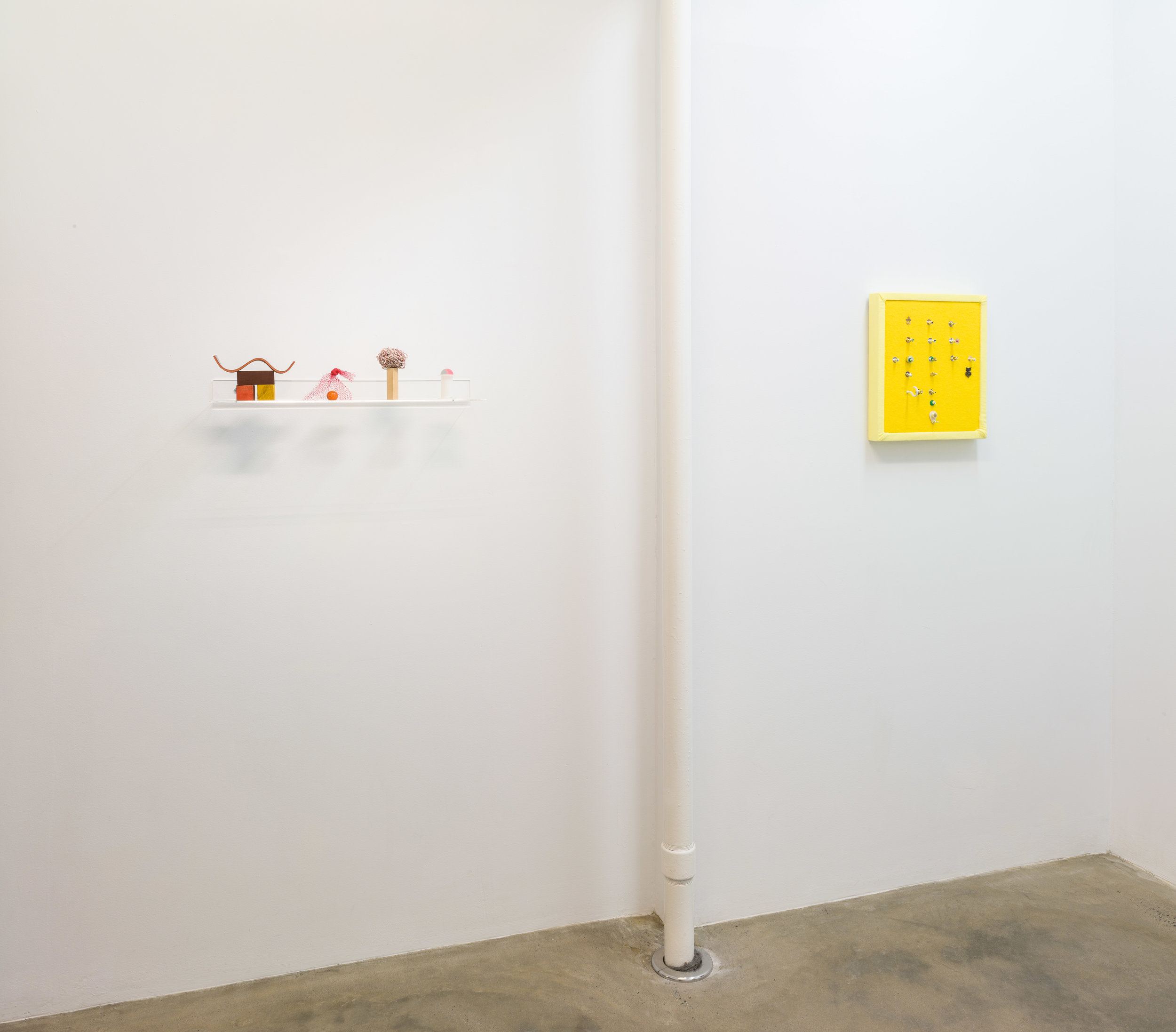 Installation view of group exhibition 'Crisp Edge, Fuzzy Border,' with artworks in various mediums