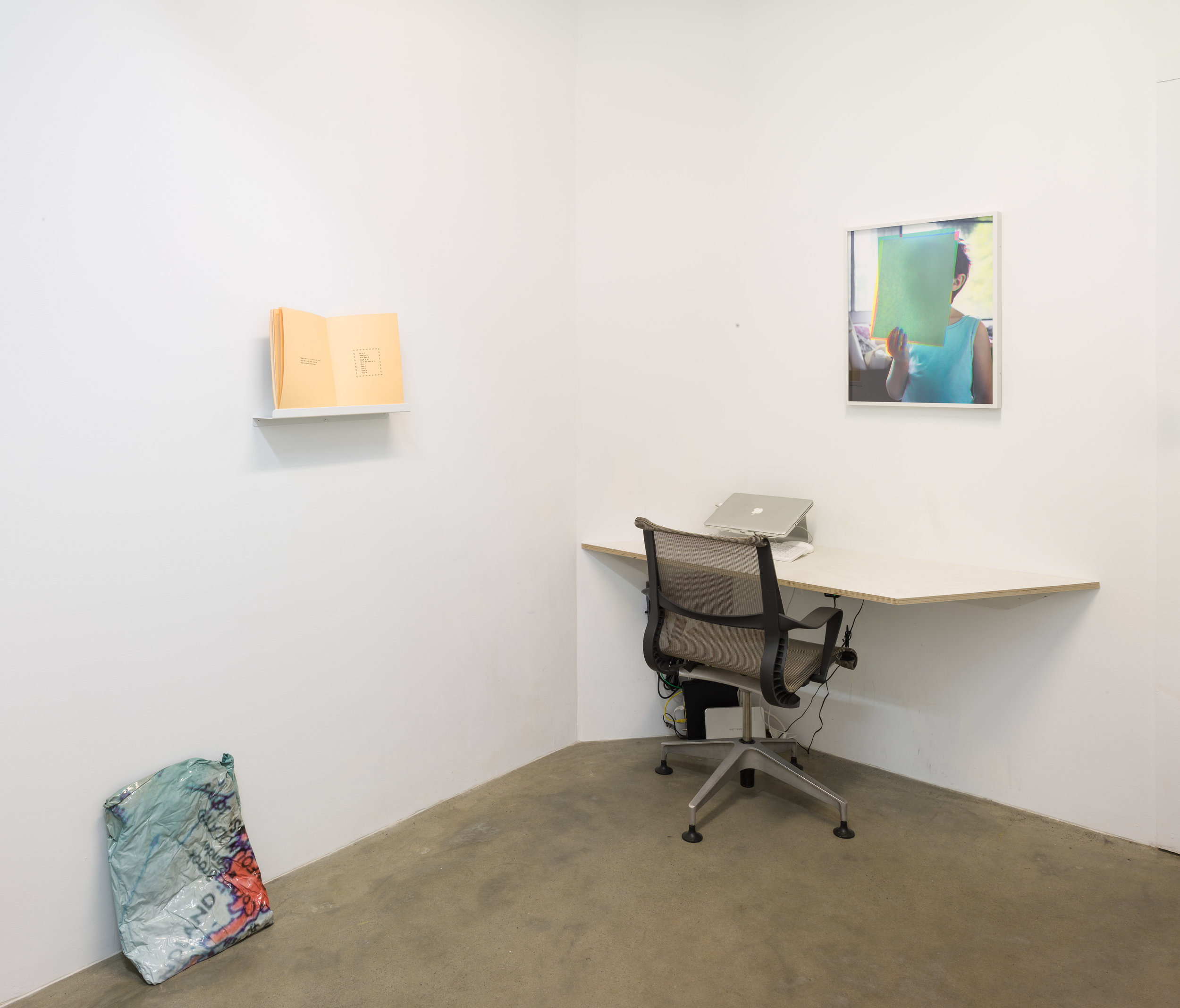 Installation view of group exhibition 'Crisp Edge, Fuzzy Border,' with artworks in various mediums