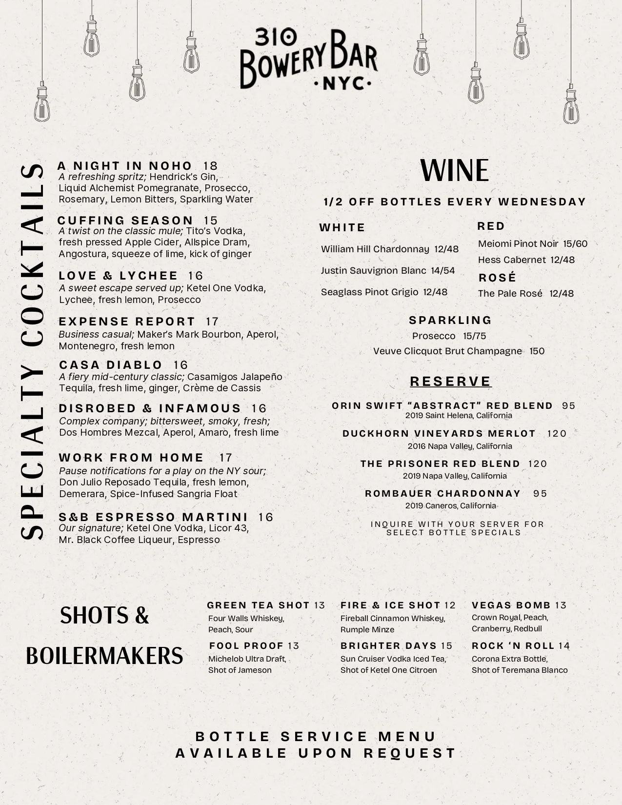 Cocktails Menu