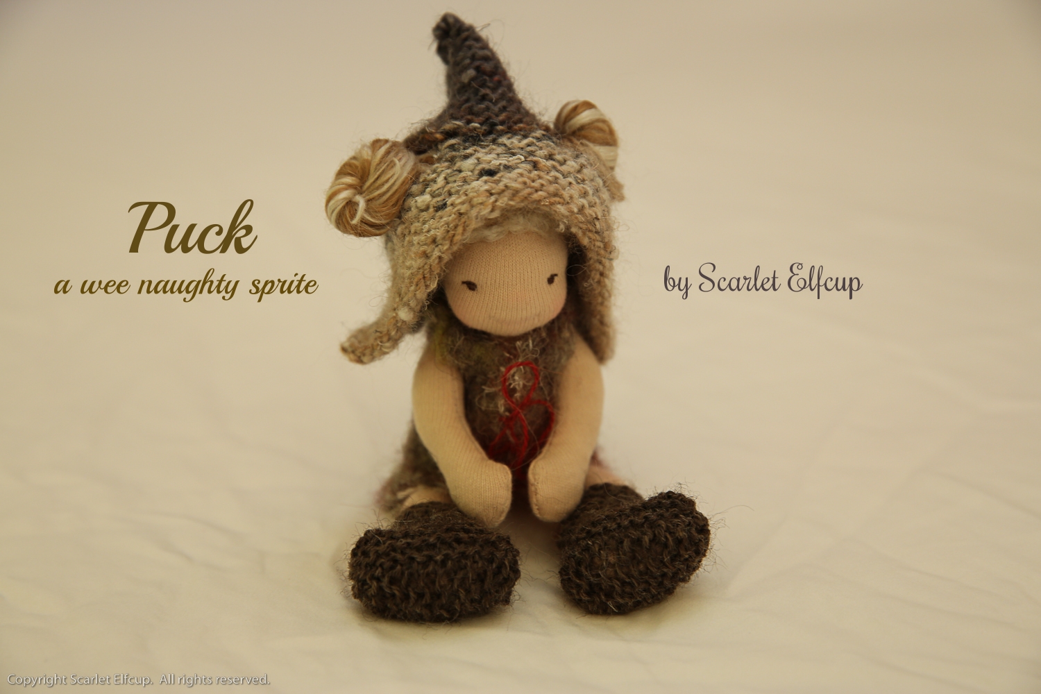  The wee naughty Puck now resides in the Kingdom of Saskatchewan, Canada with her wee sweet queen, a little girl.&nbsp;To read more about this itty-bitty sprite, click  here . 