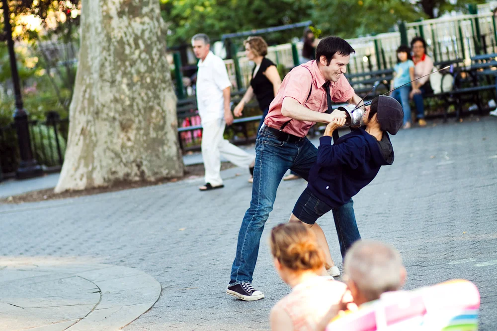 Sam Rosenberg as Tybalt, Beth Ann Hopkins as Benvolio