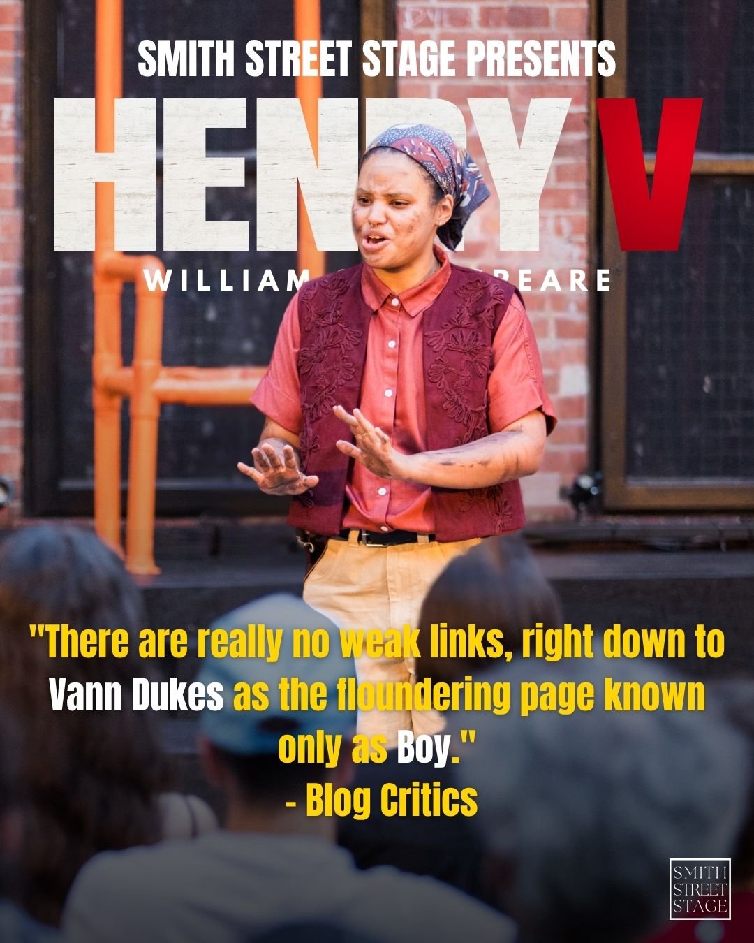 The most stirring portrayal I can remember of Shakespeare’s King Henry V is the one by a woman, McLean Peterson, in Smith Street Stage’s current production at Carroll Park..jpg