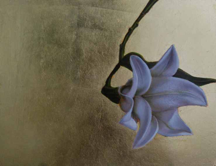Lily 12 11"x14" oil and gold leaf on panel