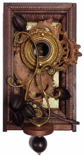 Autumn 7"x14"x5" Assemblage (tree branch, ink well, decorative brass, drawer pull, lamp part)