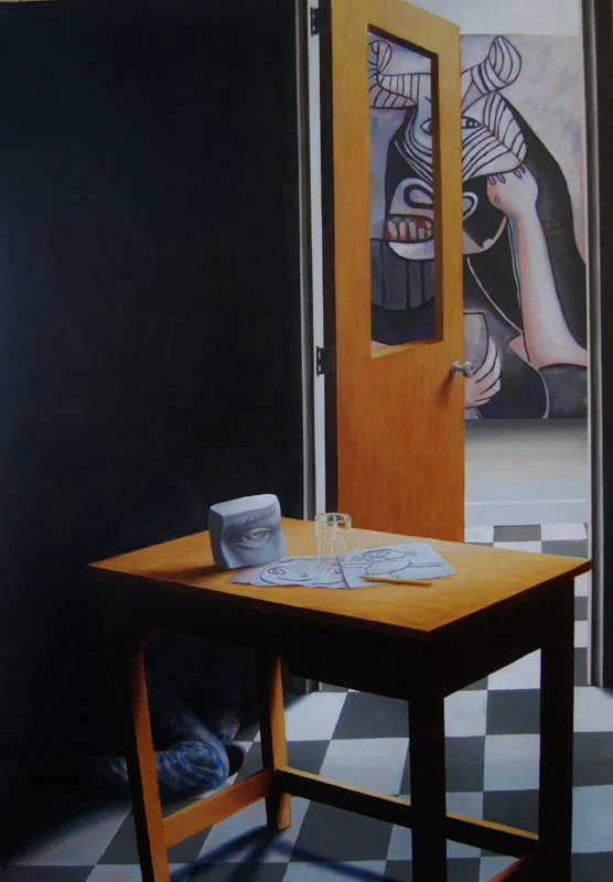 NIght Journey 51 The Minotaur and Inner Demon &nbsp;52"x36" oil on canvas&nbsp;