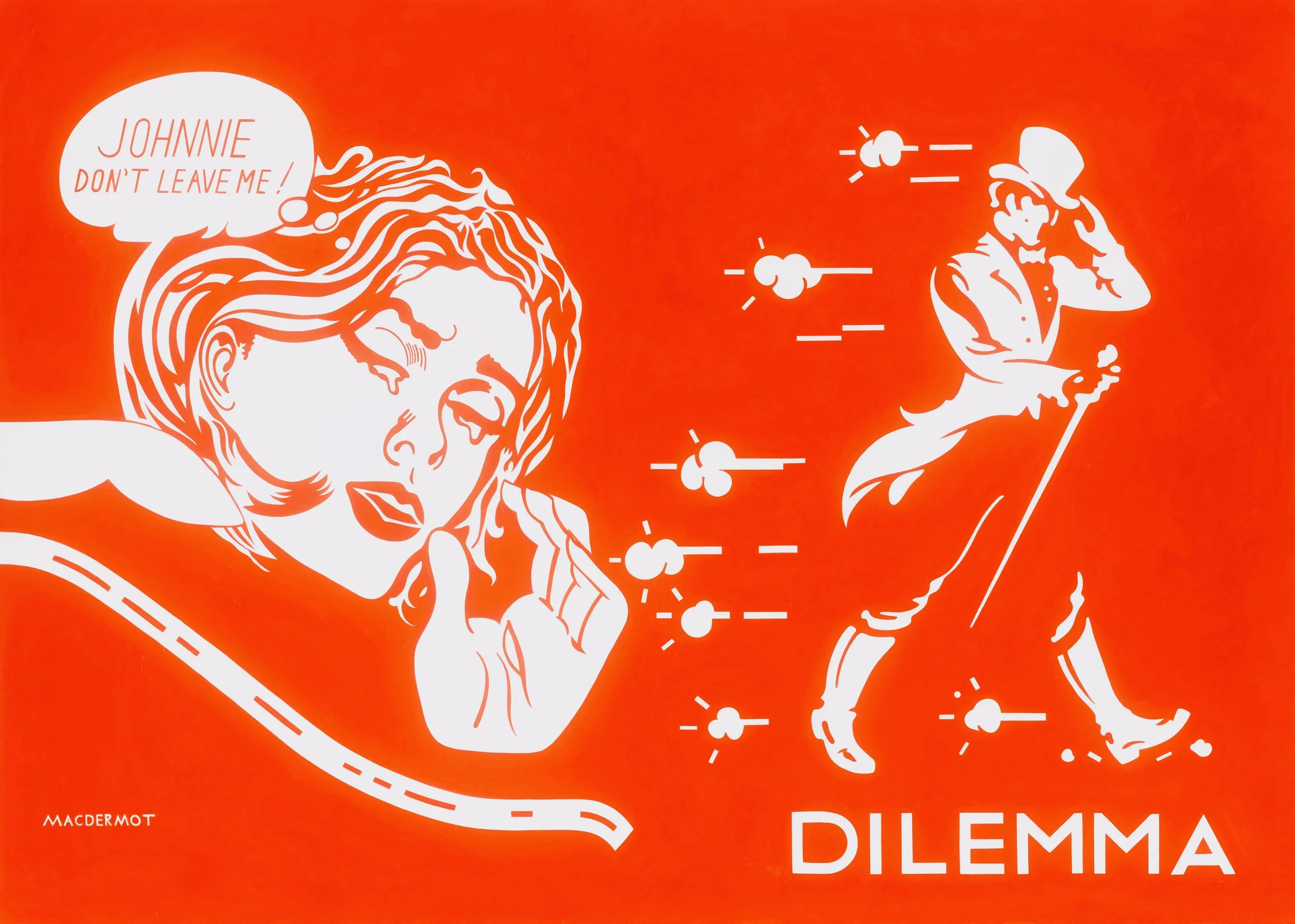 Red Big NYC series - Dilemma 60” x 84”   acrylic on canvas